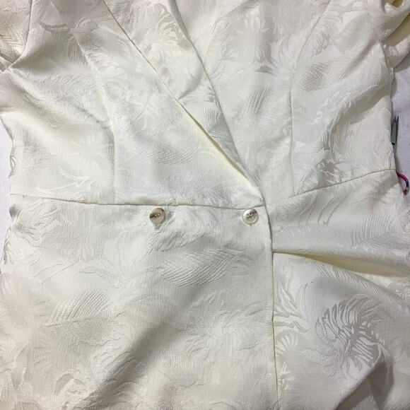 -LULUS M Confident Sophistication Ivory Jacquard Collared Blazer Romper B… - Picture 6 of 11